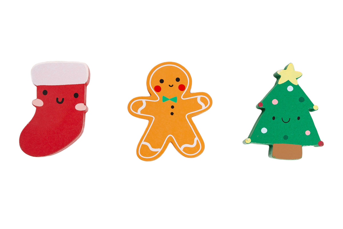 Wooden Christmas Shapes Puzzle, Developmental Learning Toy