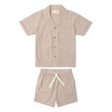 Organic Button-up Shorts Set - Check