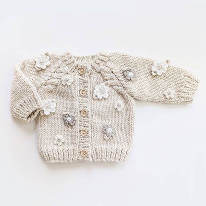 Knit Sweater Natural - Flowers