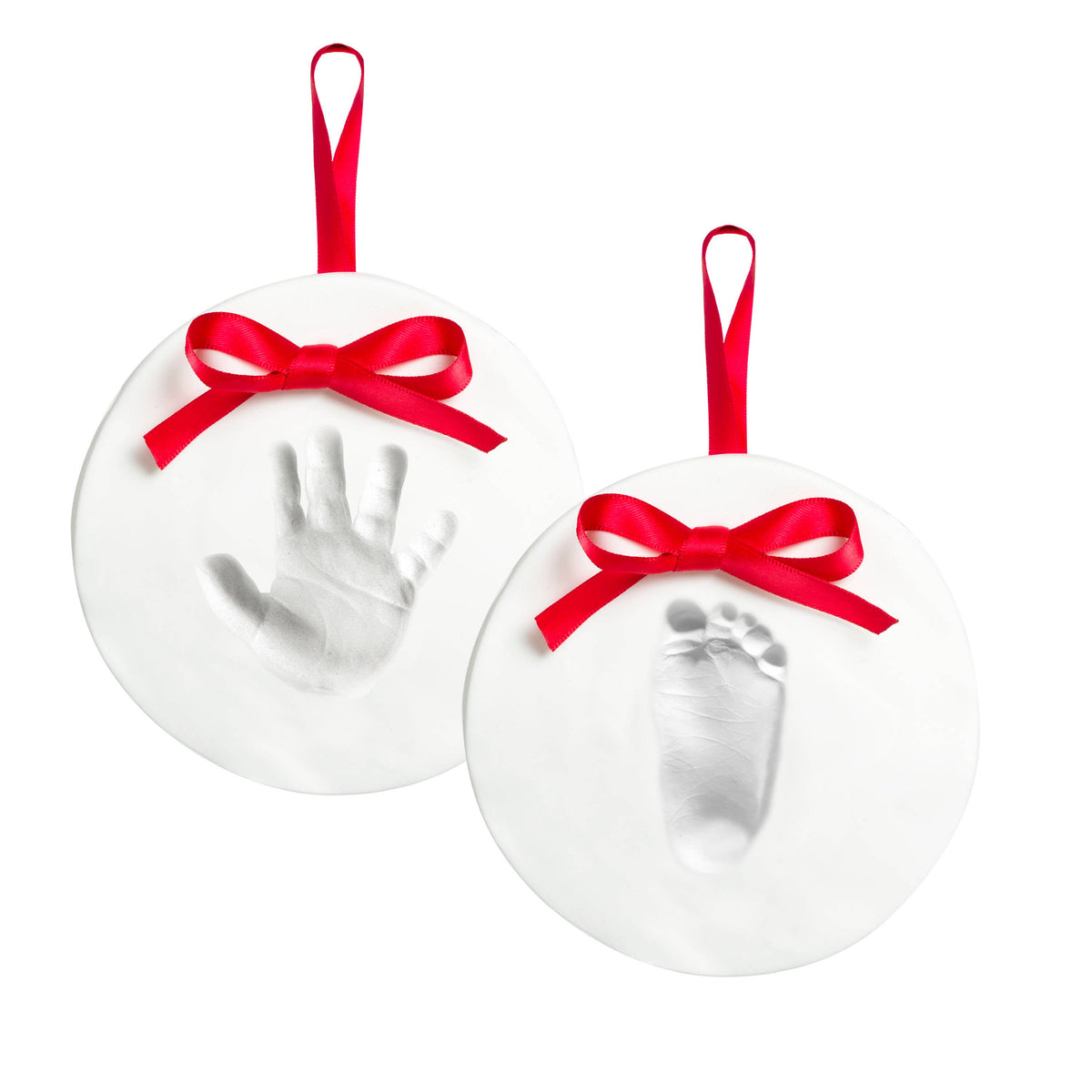 Baby Handprint or Footprint Christmas Ornament Kit, Set of 2
