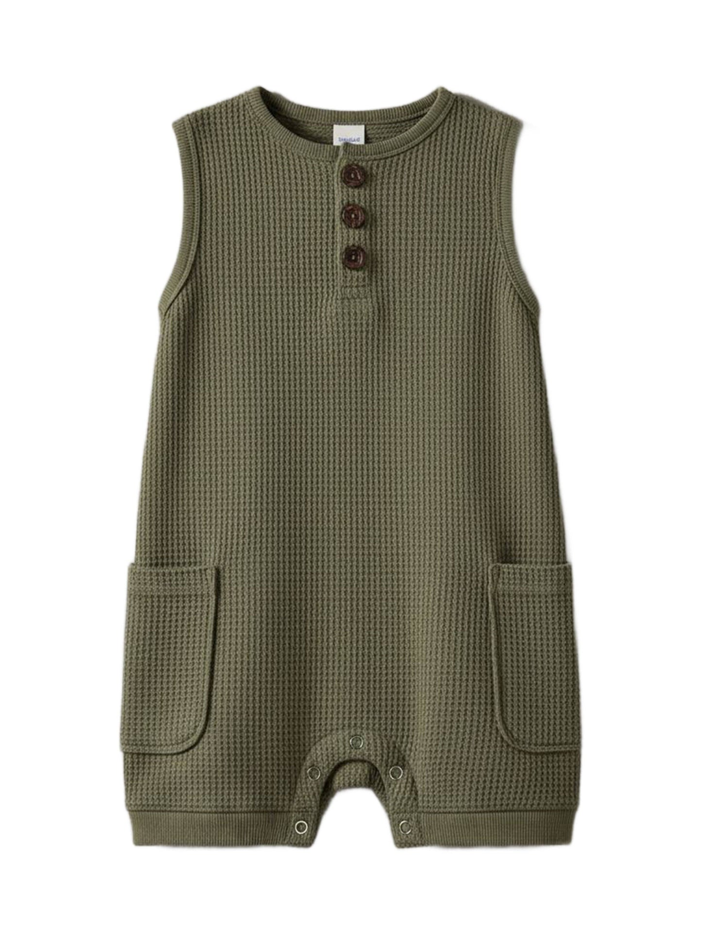 Percy Waffle Short Romper - Fern