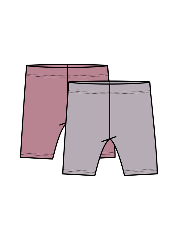 Organic 2-Pack Biker Shorts - Punch + Lilla