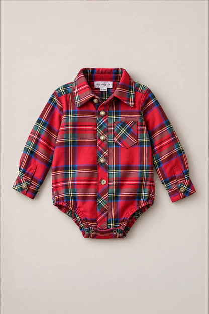 John Romper in Holiday Plaid