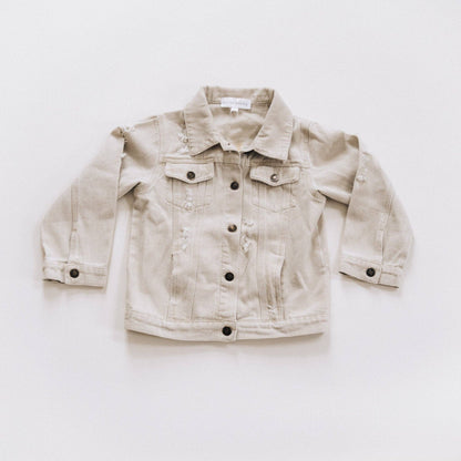 Khaki Distressed Jean Jacket