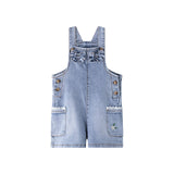 Bow Short Denim Overalls