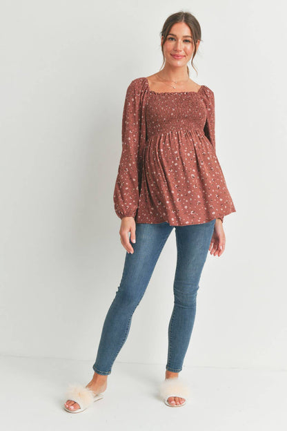 Floral Smocked Blouse Maternity