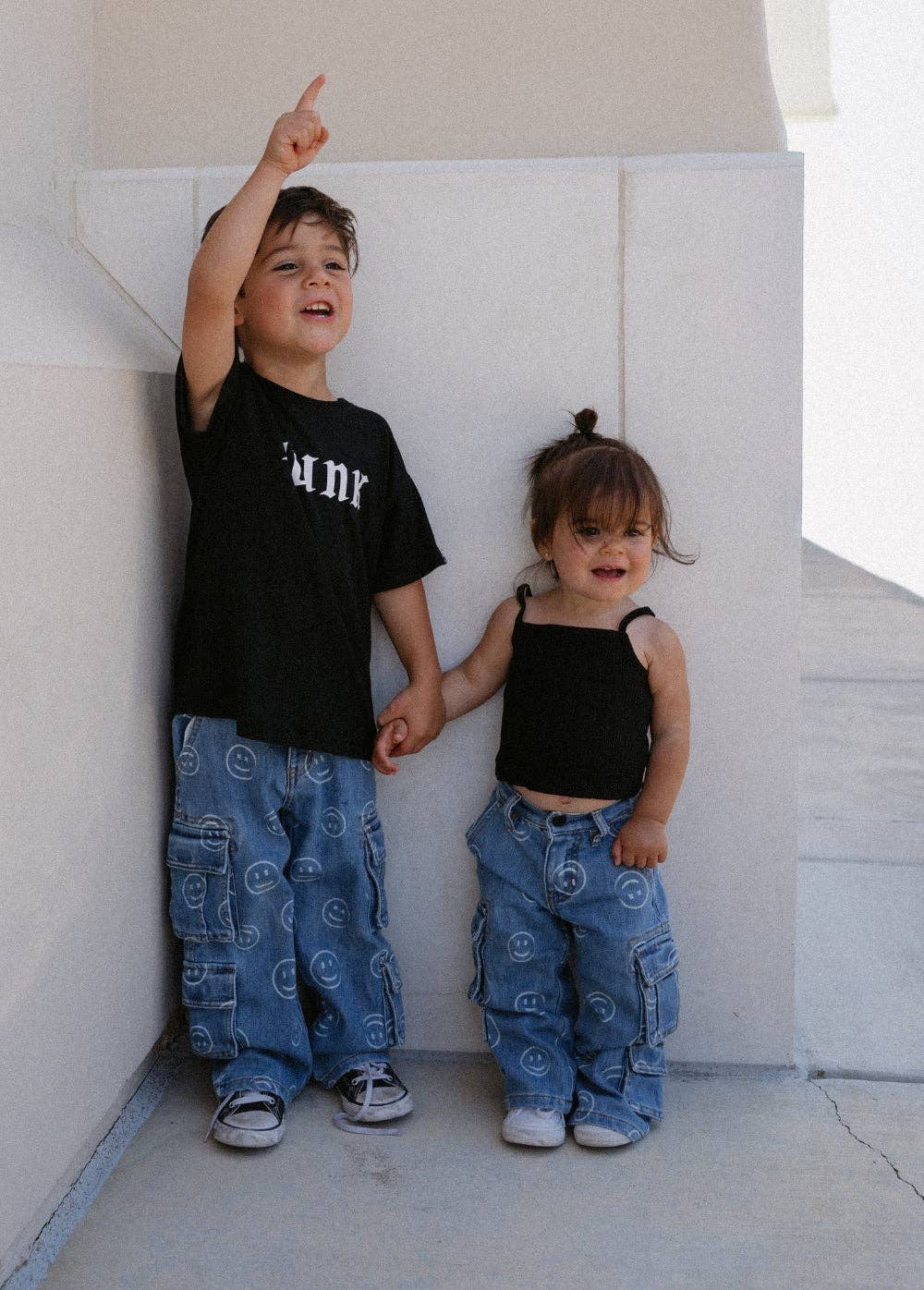 Smiley Face Baggy Jeans Blue