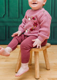 French Rose Heart Embroidered Slouchy Sweater