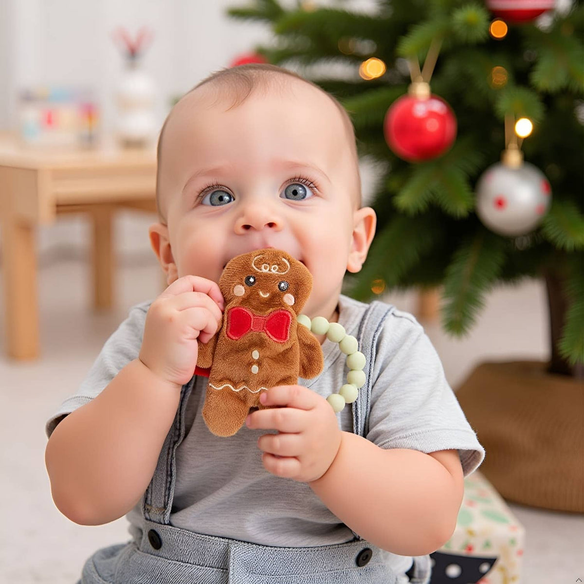 Baby Crinkle Teether Toy, Gingerbread, Christmas Toy