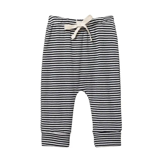 Cotton Drawstring Pants - Stripe