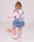 Denim Flutter Overall Romper