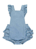 Denim Flutter Overall Romper