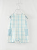 Ice Blue Gingham Romper with Pockets