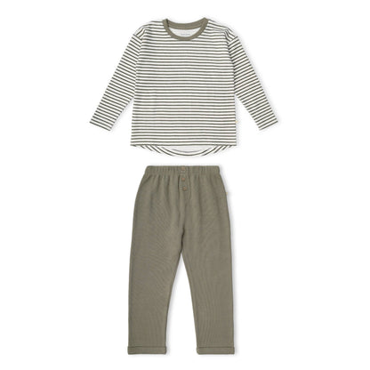 Org. Tee/Pants Set - Olive