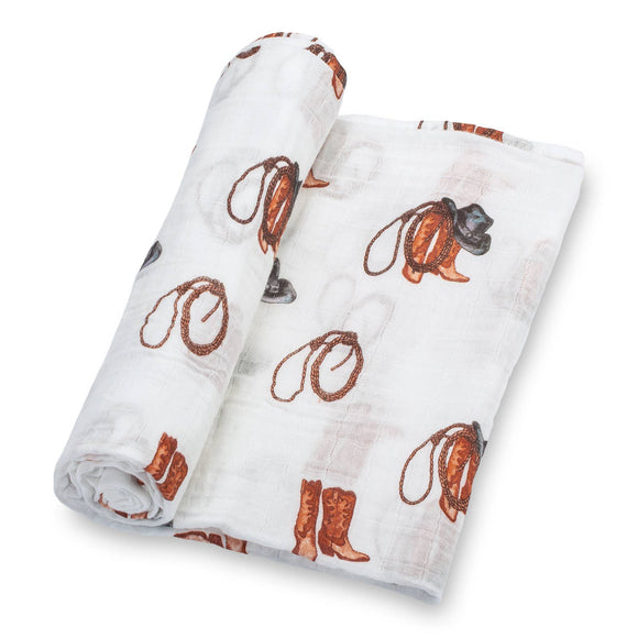 Boots Western Muslin Swaddle Blanket