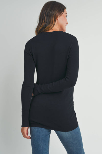 Maternity LS Button Cuff Knit Top