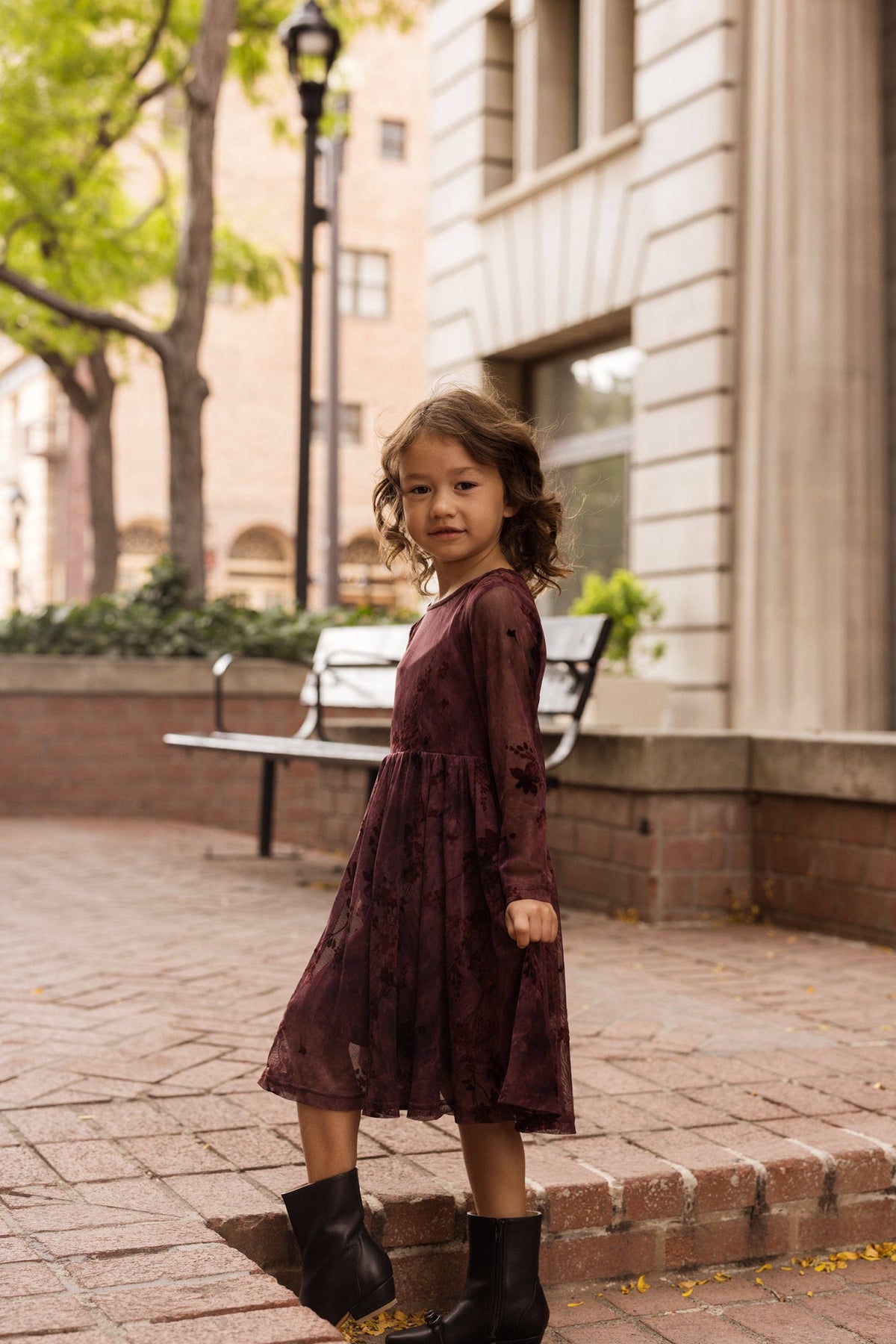 Mini Blair Dress - Maroon Burnout