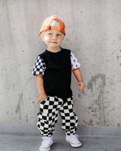 BLACK & WHITE CHECKERED | CARGO SWEATPANTS