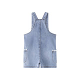 Bow Short Denim Overalls