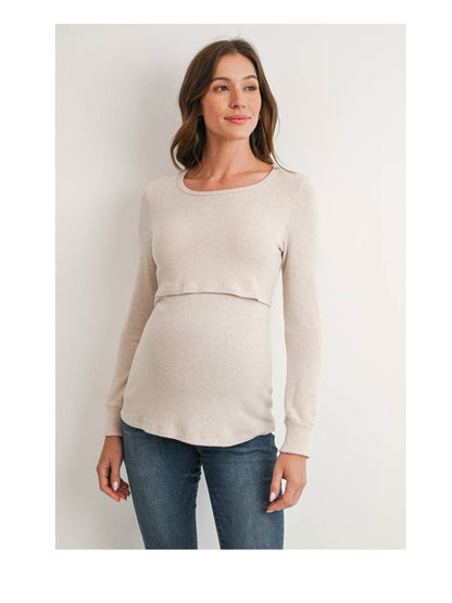 Nursing LS Top with Front Panel - Oat