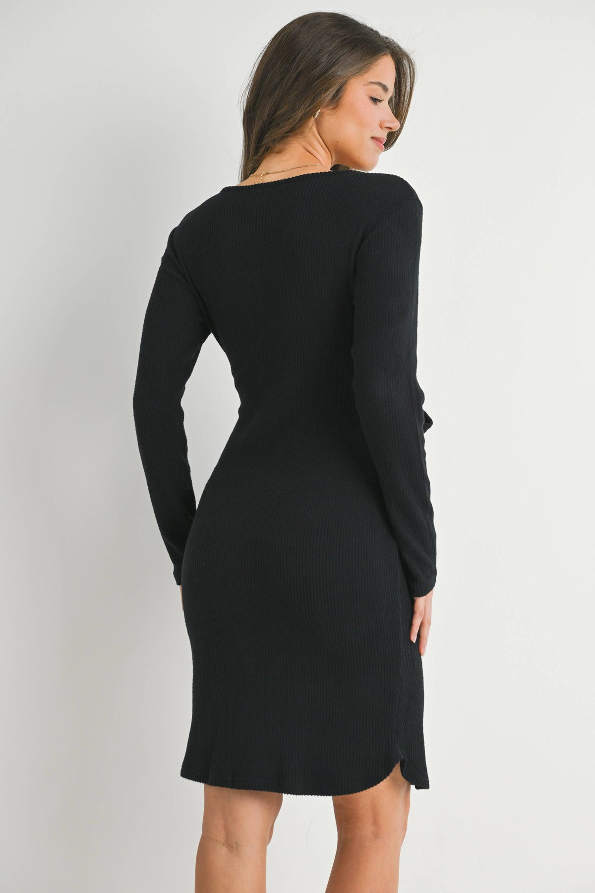 Maternity SL Tie Knit Dress - Black