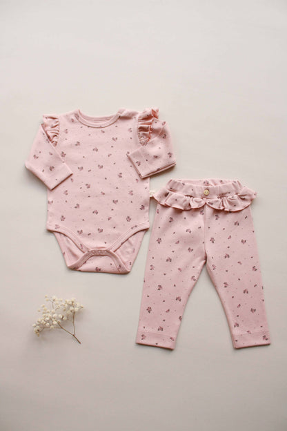Cotton Floral Ruffle LS Set - Rosalie