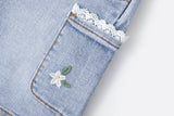 Bow Short Denim Overalls