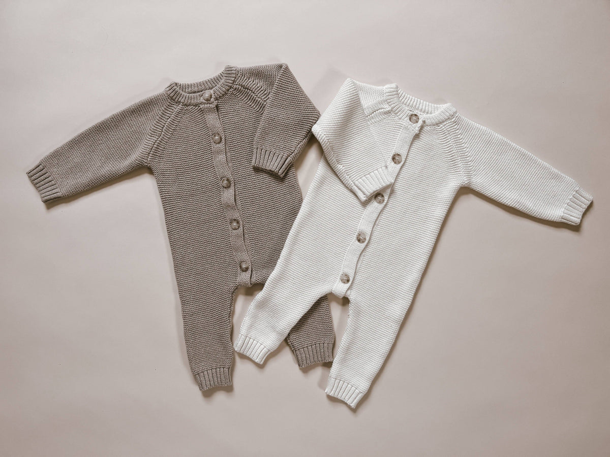 Purl Knit Jumpsuit - Heather Beige