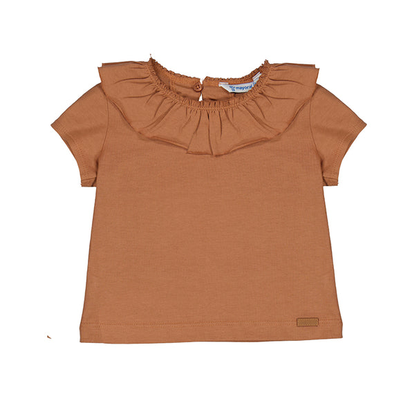 Ruffle Collar SS Tee - Toffee