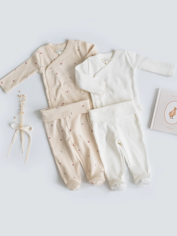 Organic Pointelle Kimono and Pant Set - Pia