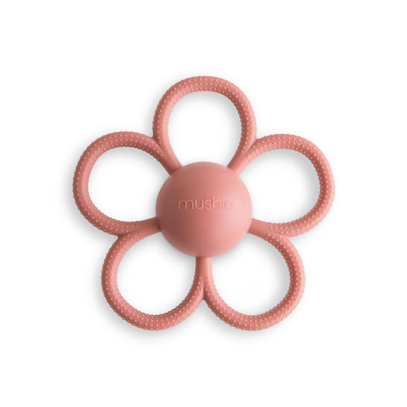 Mushie - Daisy Rattle Teether - Rose