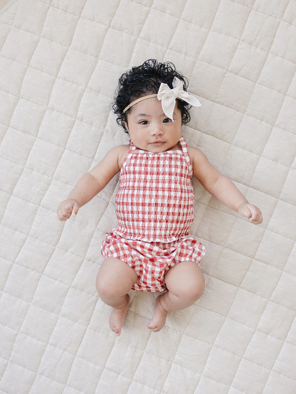 Ruched Bloomer Set - Red Check