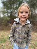 Eric Hooded Shirt - Beige Plaid