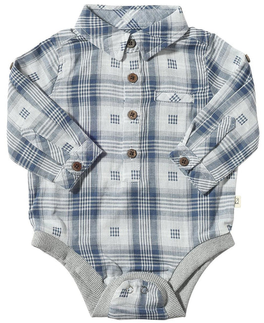 Jasper Woven Onesie - Blue Plaid