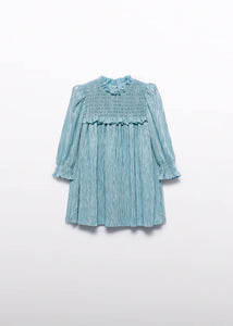 Abel & Lula - Metallic Pleated Dress - Water