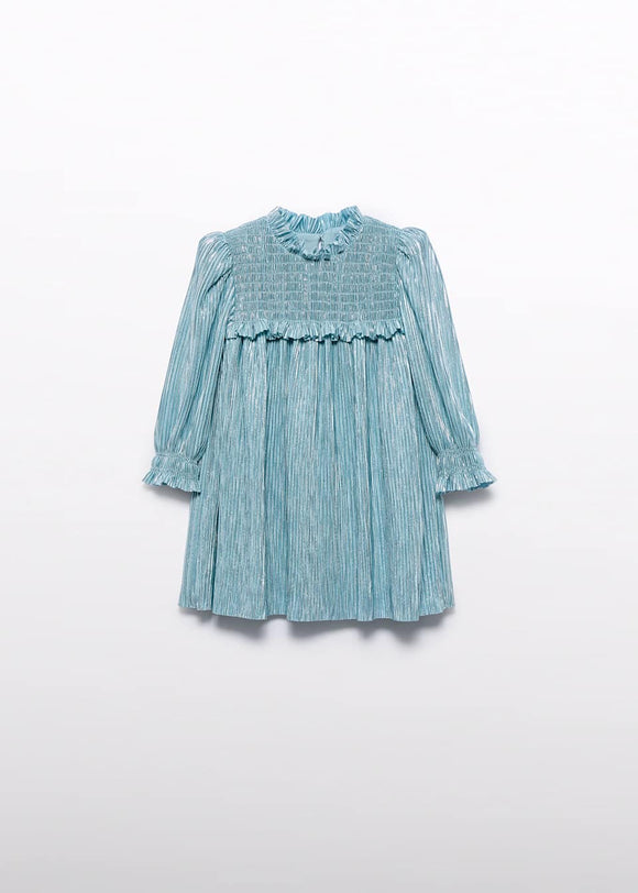 Abel & Lula - Metallic Pleated Dress - Water