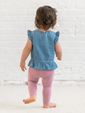 Organic Anya Chambray Ruffle Hem Top
