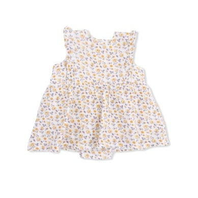 Ruffle Dress - Yellow Roses