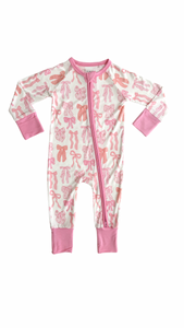 IMJ - Spring Floral Bows Zipper Romper