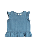Organic Anya Chambray Ruffle Hem Top