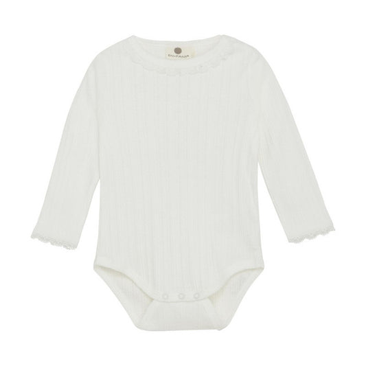 En Fant - LS Bodysuit - White Pointelle