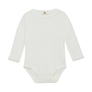 En Fant - LS Bodysuit - White Pointelle