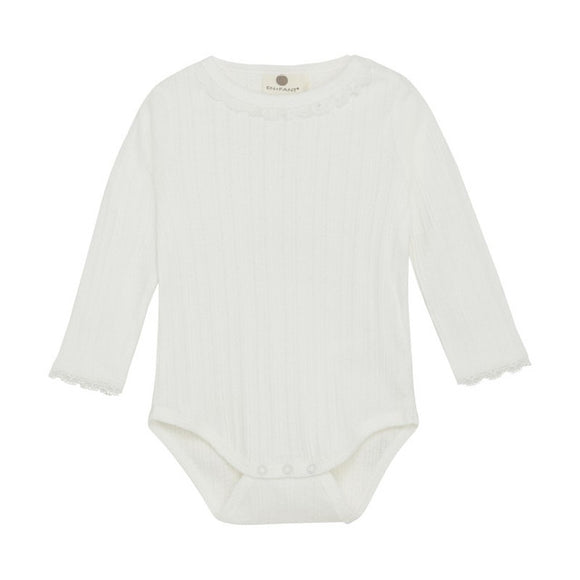 En Fant - LS Bodysuit - White Pointelle