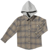 Eric Hooded Shirt - Beige Plaid