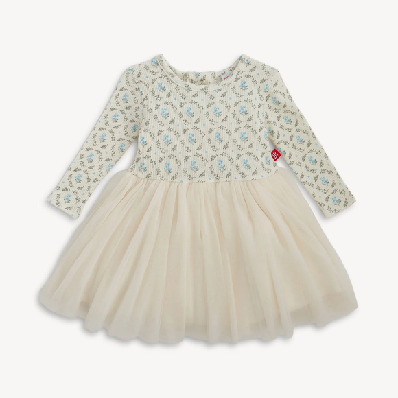 Magnetic Me - Eloise Waffle L/s Bodysuit Dress W/ Tulle Skirt