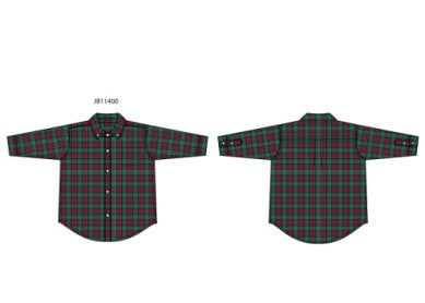 J&J Collared Shirt - Green Red Plaid