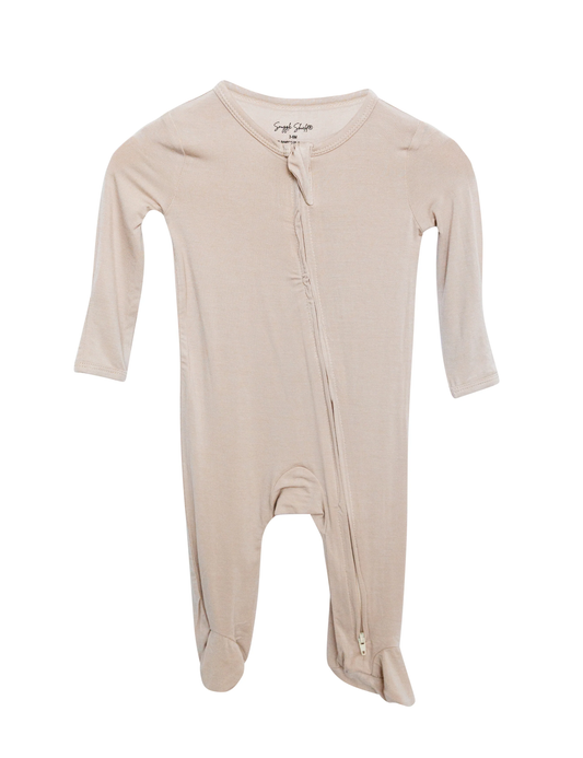 LUXE Bamboo Footie Pajamas - Tan