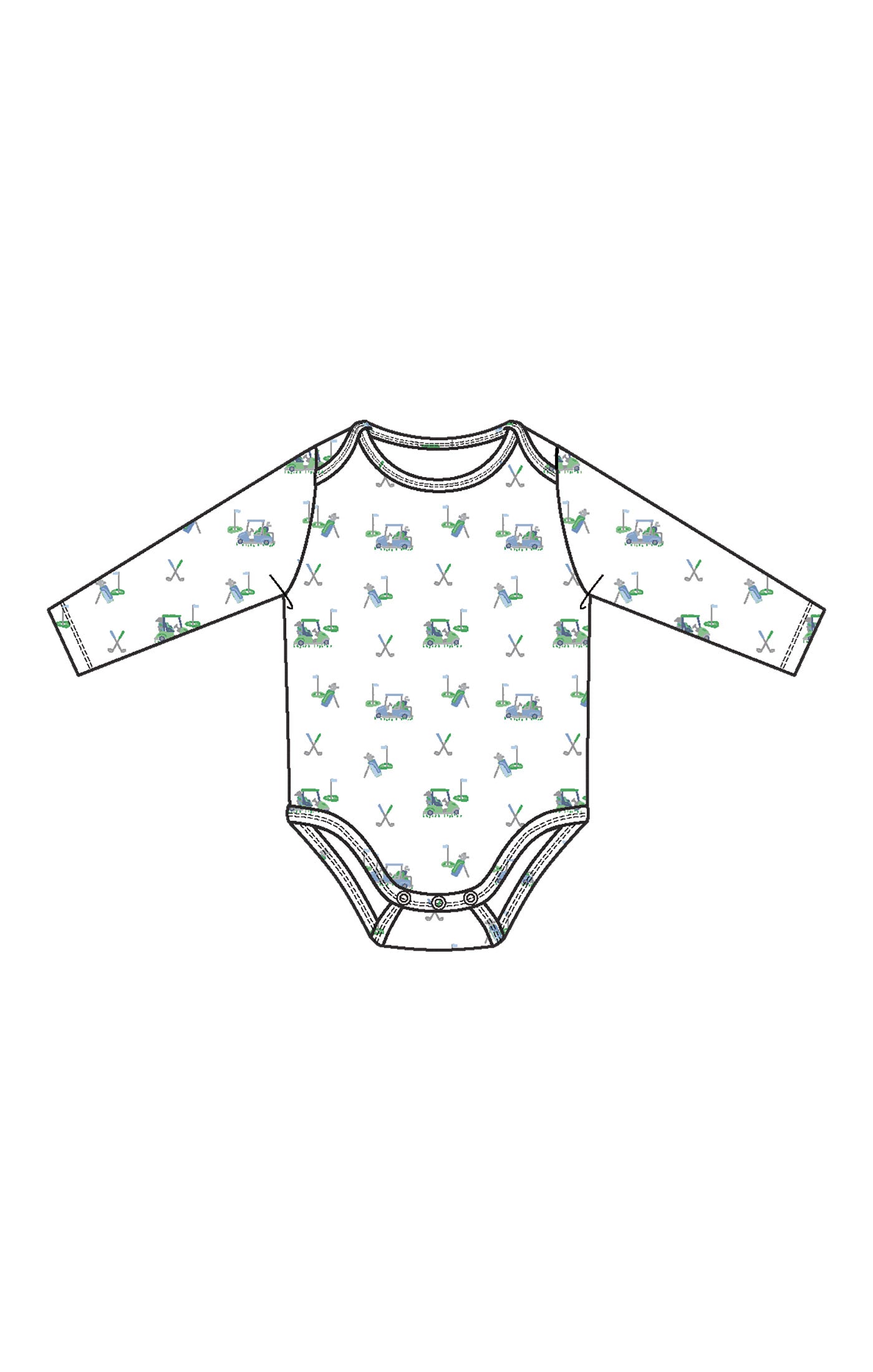 Baby Golf Carts - Blue - Lap Shoulder Bodysuit