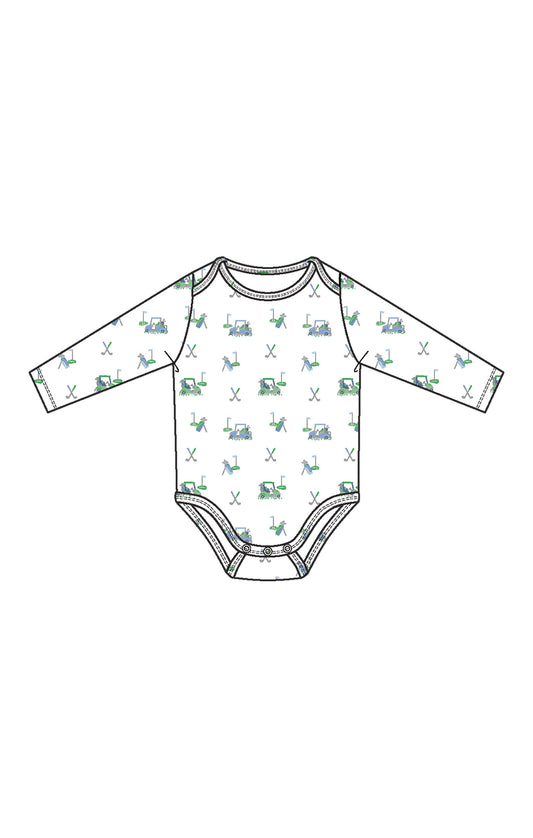 Baby Golf Carts - Blue - Lap Shoulder Bodysuit