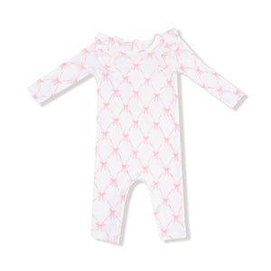 Ribbon Bow Trellis - L/s Ruffle Romper